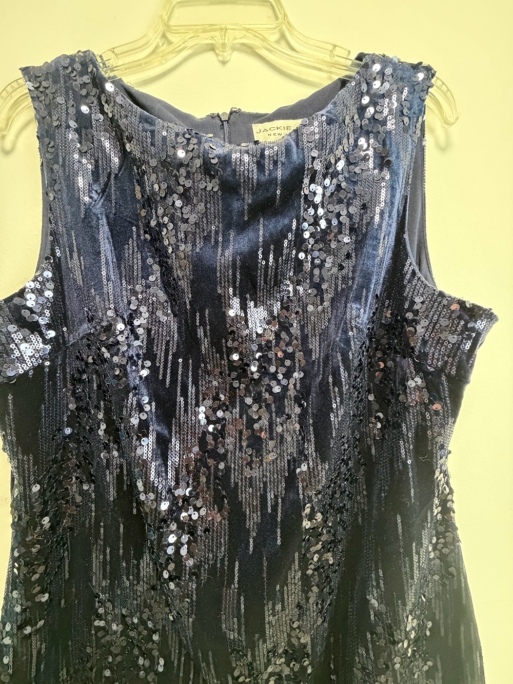 Navy Sequin Sleeveless Mini Dress - Picture 3 of 9